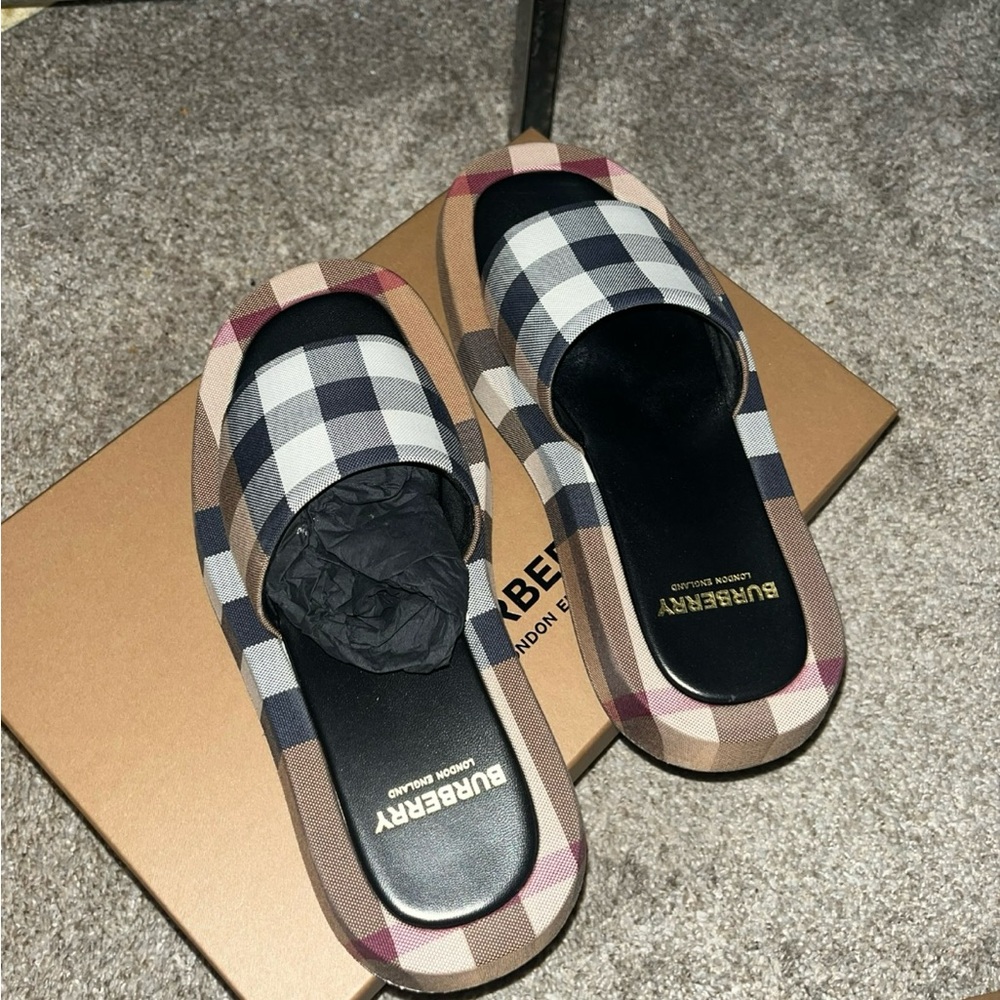 Burberry Checkered Slide Sandals